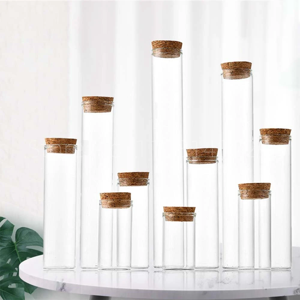 10ml/15ml/20ml/30ml/40ml/50ml/55ml/60ml/80ml/100ml 코르크 마개 Dragees 항아리 병코르크가있는 작은 유리 테스트 튜브 20 개