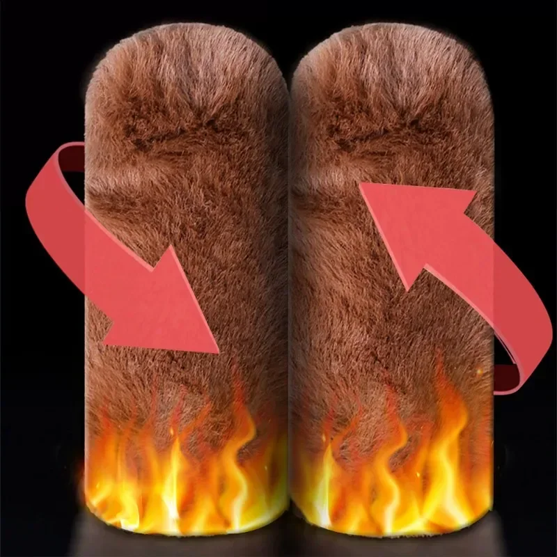 Simulated Plush Grip Glove Motorcycle Handle Cover For Winter Thick Warm Handle Gloves Covers Universal Scooters Hand Warmer
