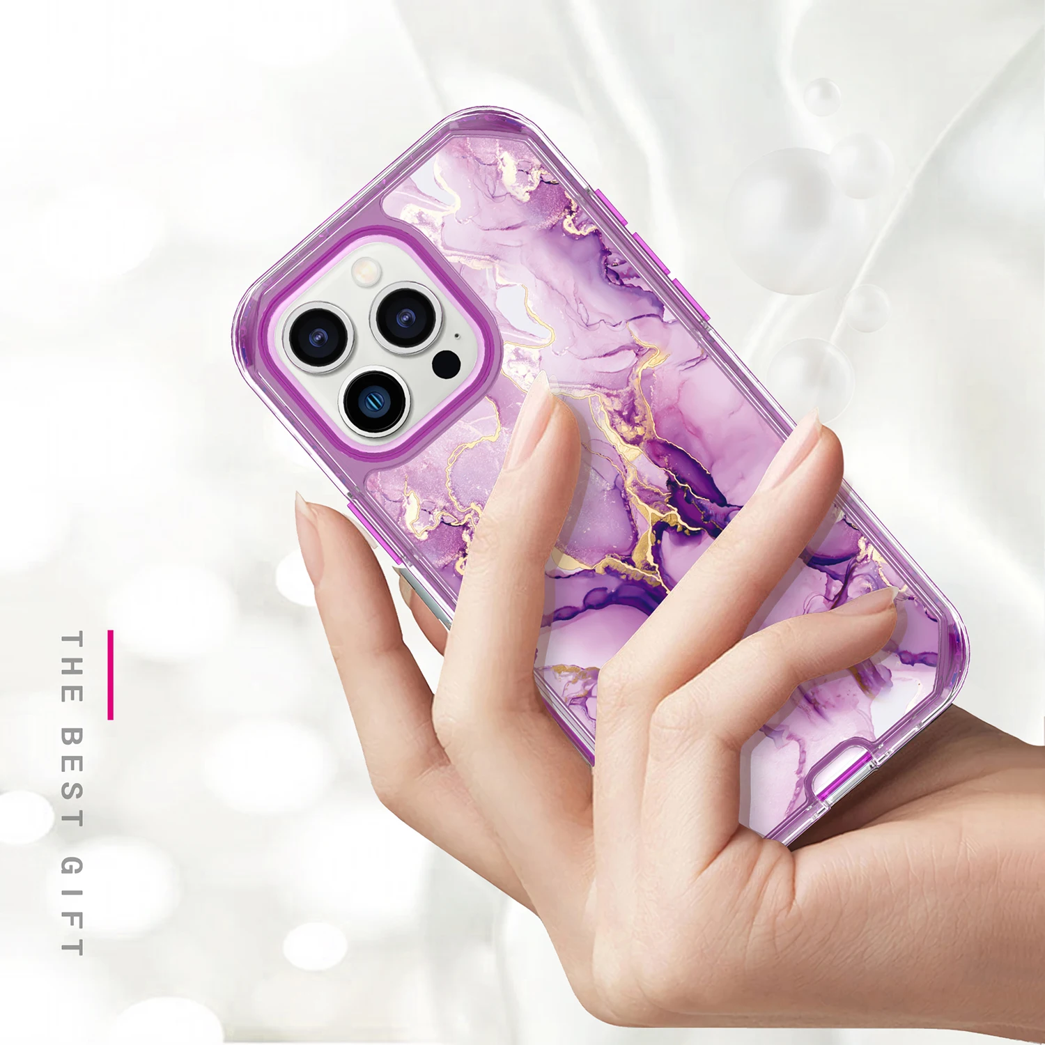 Luxury 3-in-1 Plating Marble Phone Case - Heavy Duty Shockproof Cover