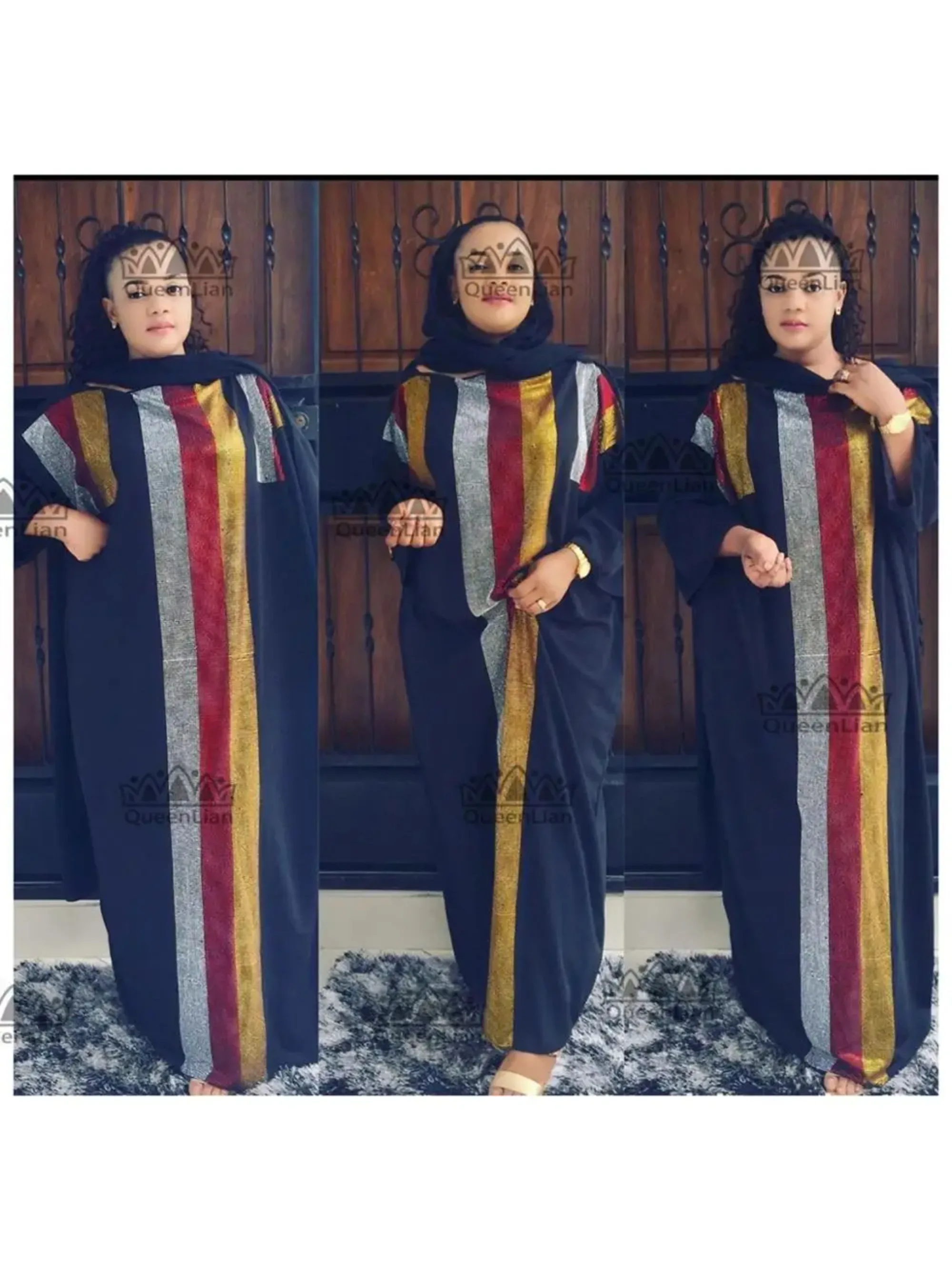 African Dresses For Women Autumn Lady Clothing Diamonds Femme Robe Long Sleeve Maxi High Quality Muslim Dress
