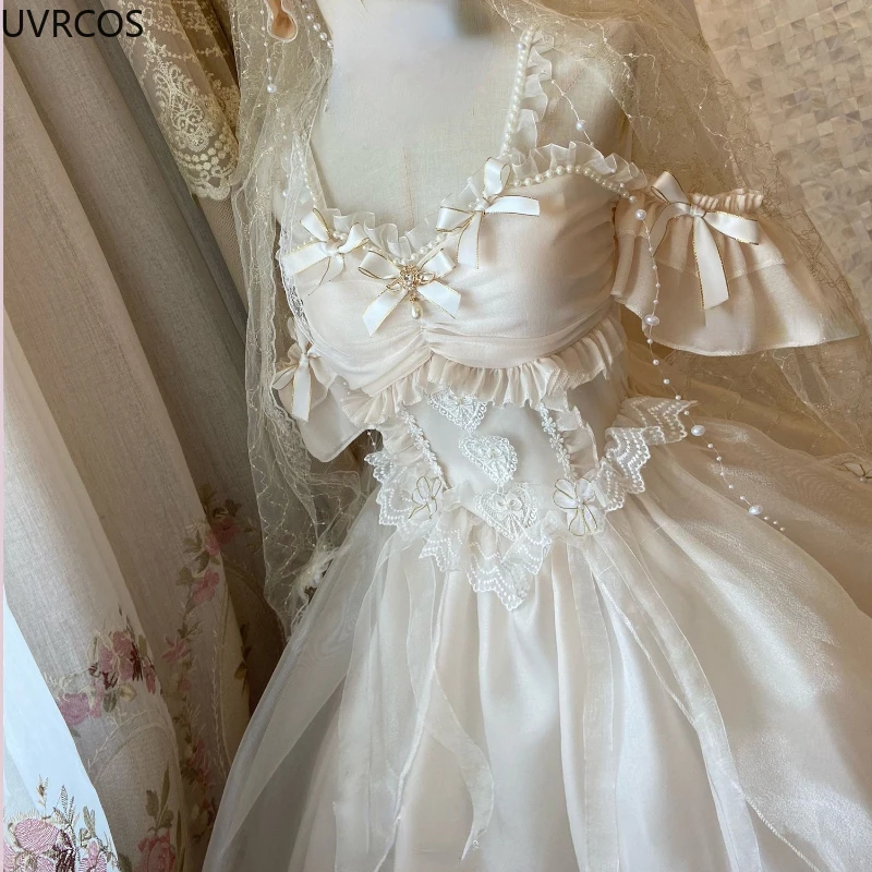 Japan Sweet Lolita Princess Party Wedding Dresses Women Victorian Vintage Jsk Dress Girl Gothic Flower Elegant Trailing Dresses