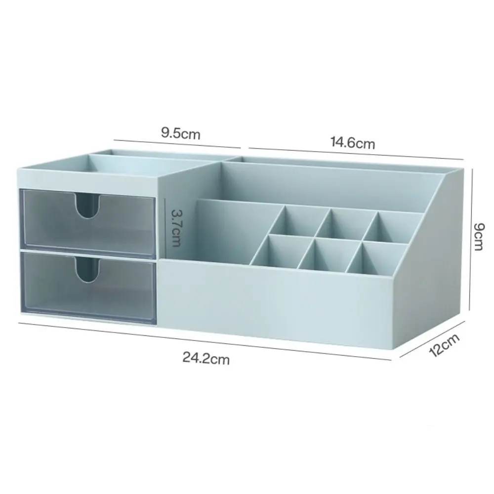 Cute Kawaii Plastic Desktop Organizer with Drawer - Nine-Grid Storage Box for Cosmetics and Office Supplies