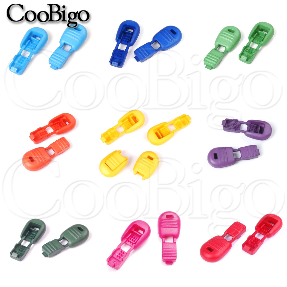 20Pcs Colorful Plastic Zipper Pull Cord Ends Clip For Tether Tip Cord
