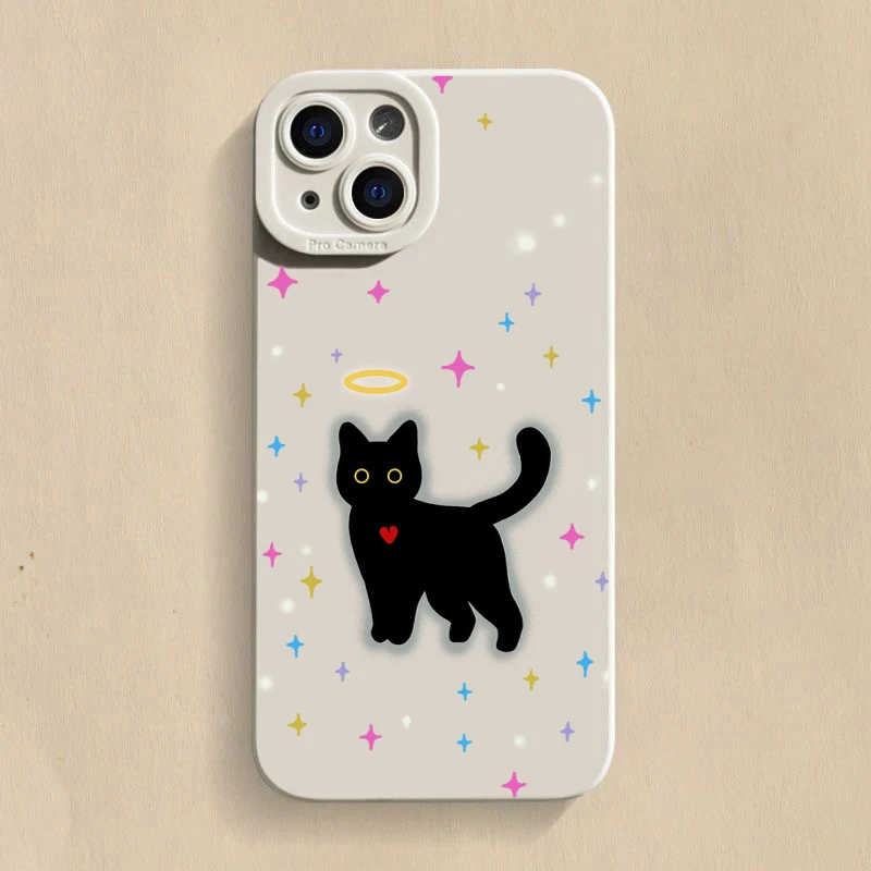 Stylish Black Cat Print Phone Case