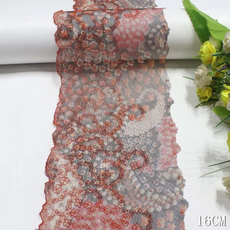 

28Yards Embroidered Tulle Lace Trim DIY Dress Sewing Craft Colorful Soft Cameo Mesh Embroidery Lace for Bra Underwear