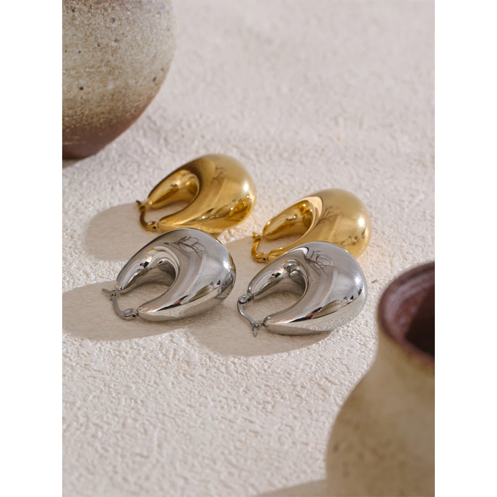 Yhpup Hoop Earrings Stainless Steel PVD Plated