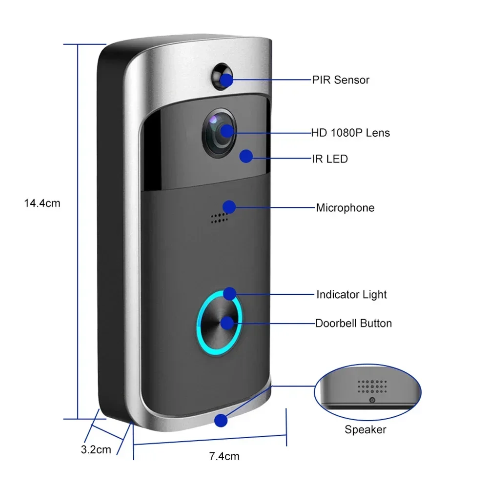 720P HD Wireless Smart Doorbell Camera with Night Vision