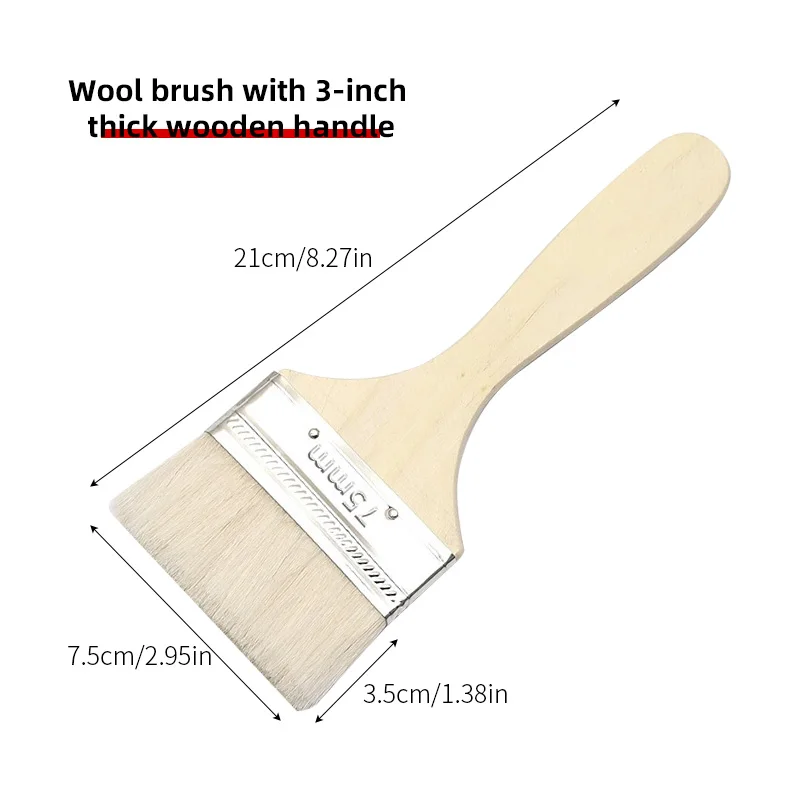 Brushes 2 wooden handled 3-inch paint cleaning