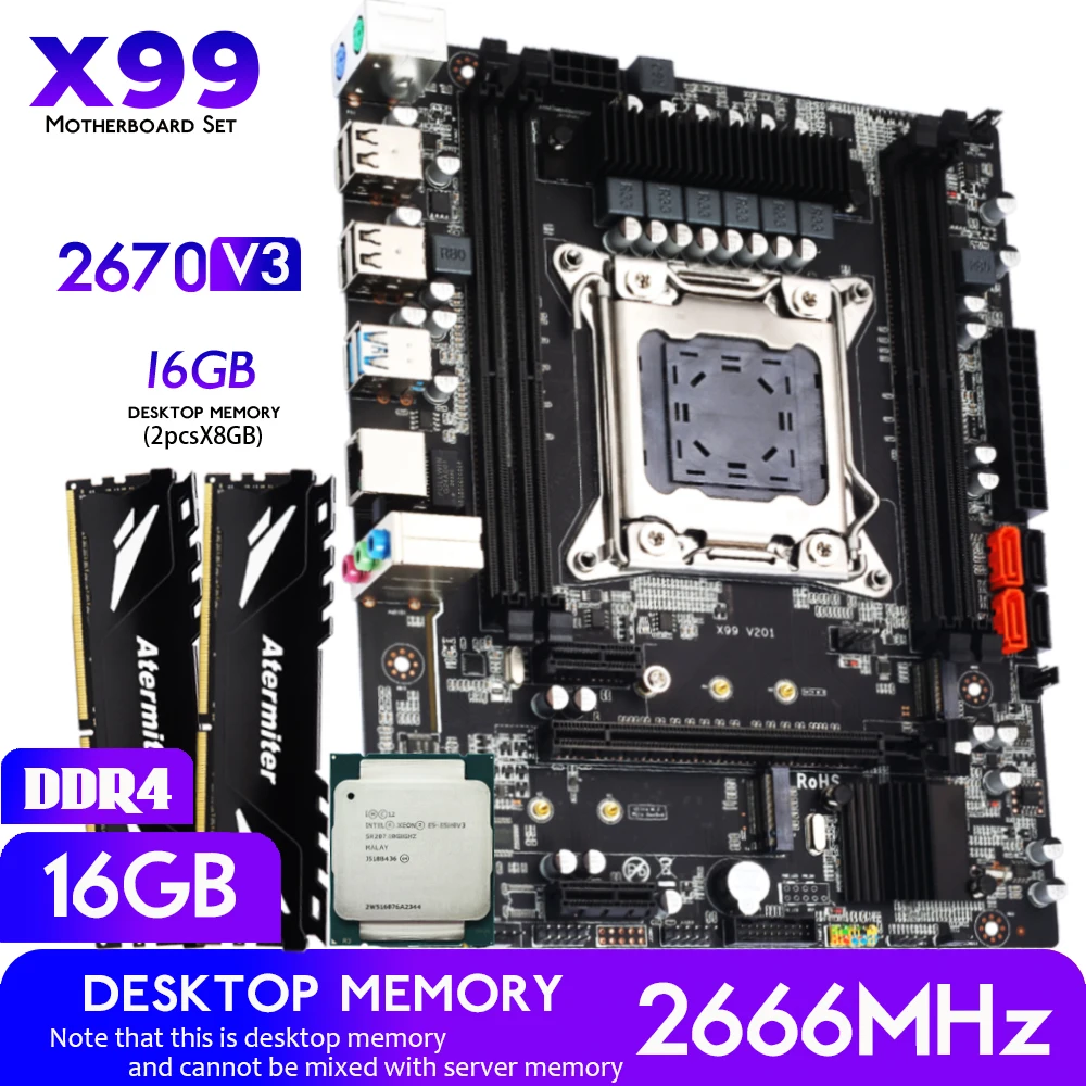Atermiter X99 D4 Ddr4 Motherboard Set With Xeon E5 2640 V3 Lga2011-3 ...