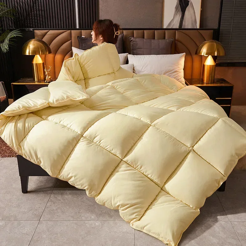 Goose Down Duvet Comforter Quilted Winter Thick Blanket Solid Color Bedclothes 91-95%