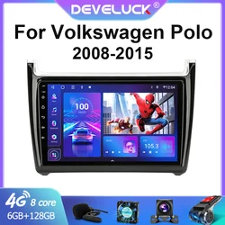 Autoradio Android 10.0, Navigation GPS, 4G, Carplay, haut parleur stéréo, lecteur multimédia vidéo, 2 Din, pour voiture Volkswagen VW Polo (2008 – 2015) 