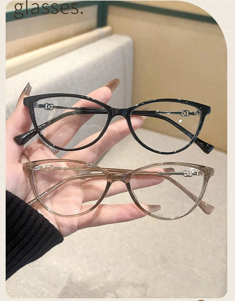 Modische hochauflösende Anti-Blaulicht-Brille, flache Katzenaugen-Gläser für Damen, modische dekorative Outdoor-Brille – Detail 1