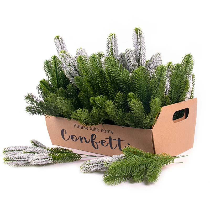 10/20pcs Artificial Pine Branches Green Leaves Needle Fake Greenery Pine for DIY Garland Wreath Christmas Embellishing Noel 2023