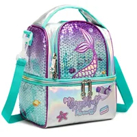 Lunch Bag for Kids Insulated Bag with Adjustable Strap High Capacity Lunchbox School Child Girls Mermaid Sequins Bento Bag 1
