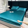 Satin Waterproof Fitted Sheet Artificial Silk Mattress Cover Solid Color Elastic Band Bed Sheet Small And Large Bed Cover 3