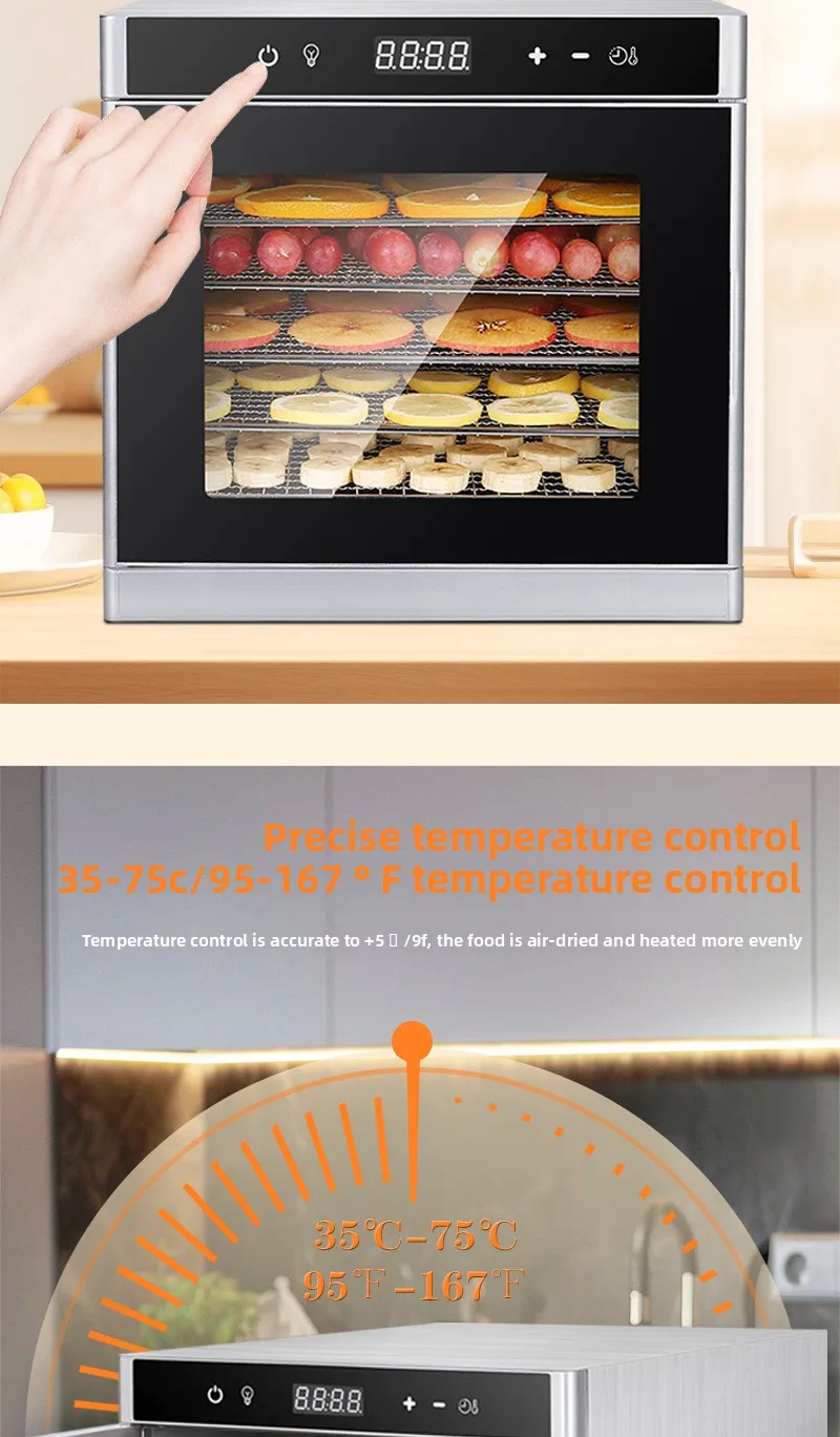 Description Picture 4 of item6-layer Stainless Steel Food Dehydrator Machine Adjustable Timer/Temperature, Quiet & Energy Saving & Energy Saving For Meat