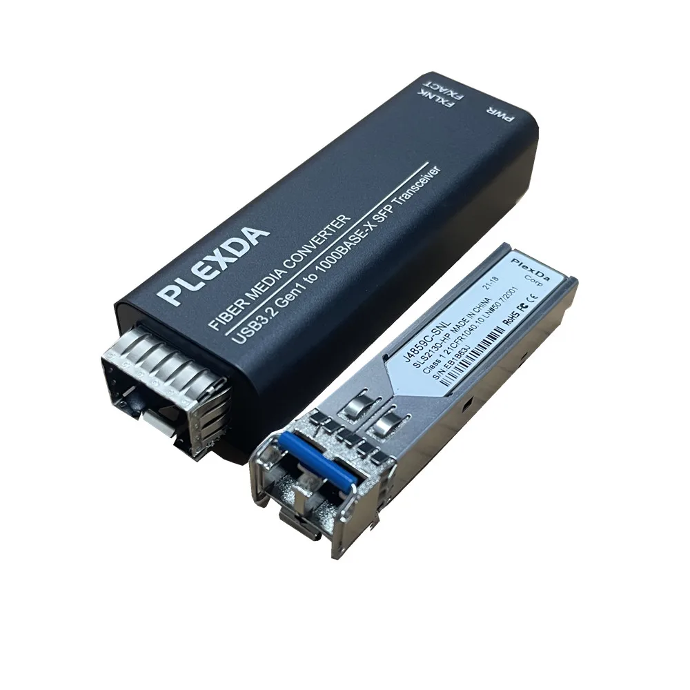 Ethernet Media Converter Plexda USB3.2 Gen1 to 1000Base-X SFP USB3.0 to Gigabit optical network (FMC-GUSB-SFP-PCBA)