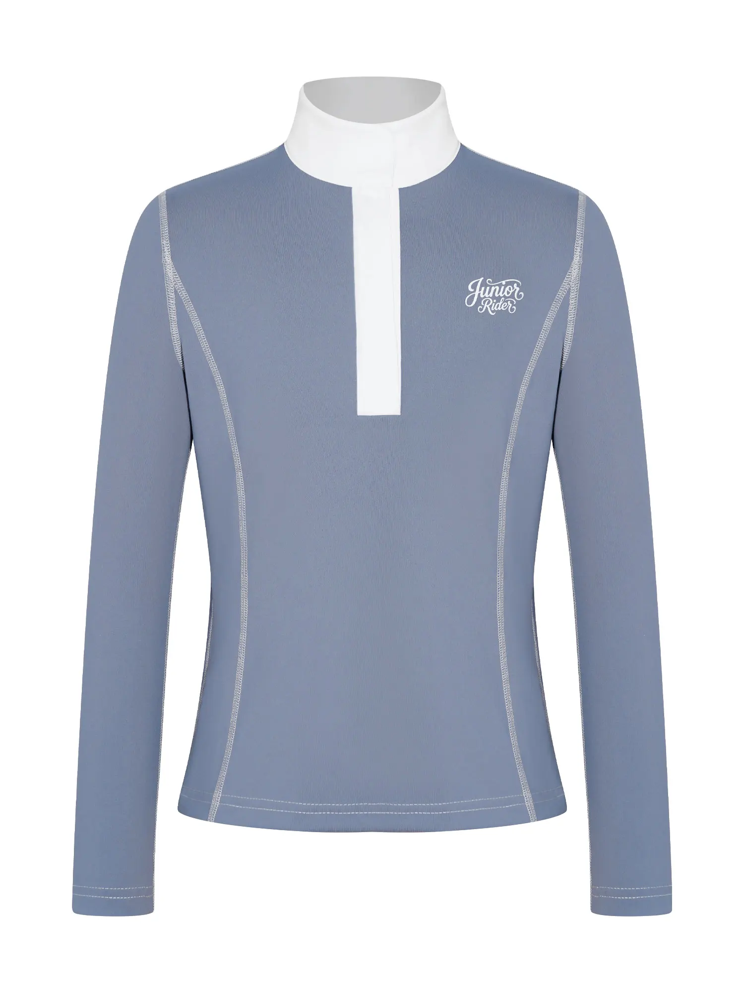 Kids Girls Long Sleeve Equestrian Show Shirt Contrasting Stand Collar Horse Riding T-shirt Quick-dry Athletic Sweatshirt