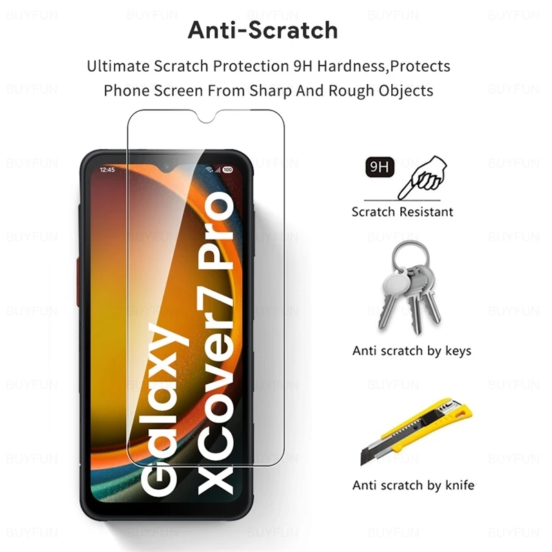 Samsung XCover Tempered Glass Screen Protector - 3 Pack, 9H Hardness, HD Clarity