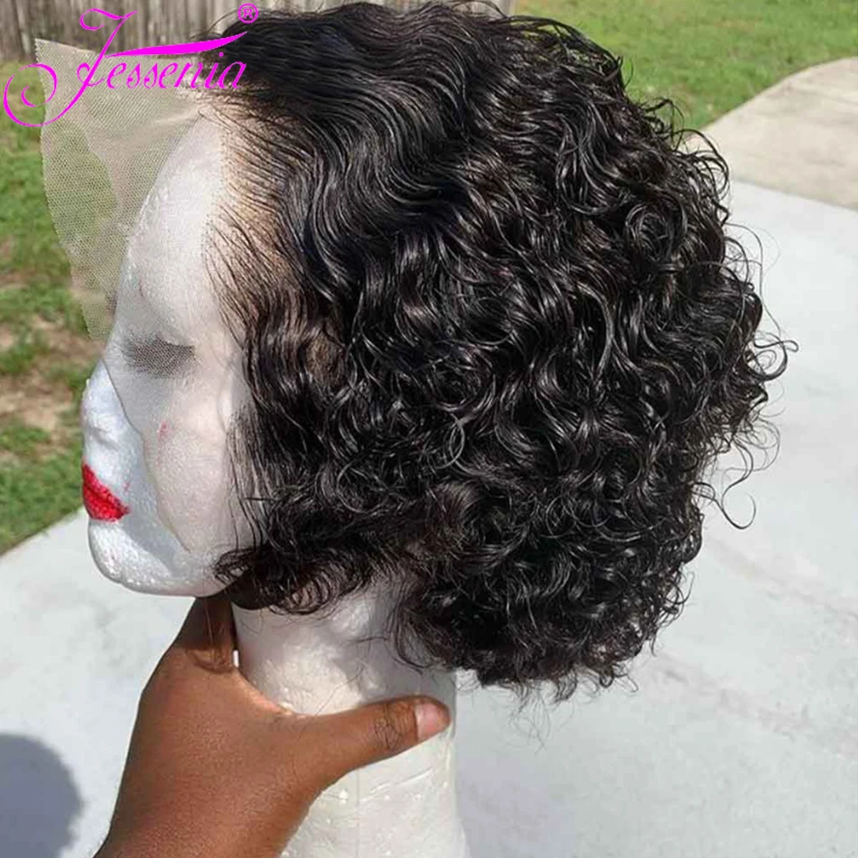 Short Pixie Cut Wig Brazilian Transparent Lace Human Hair Wigs 13x1 Pre Plucked Cheap Remy Water Bob Curly for Black Women human hair wig human hair wigs