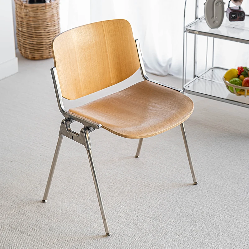 

Middle Ages Iron Art Postmodern Simple Leisure Home Dining Chair Backrest Solid Wood Retro Chair