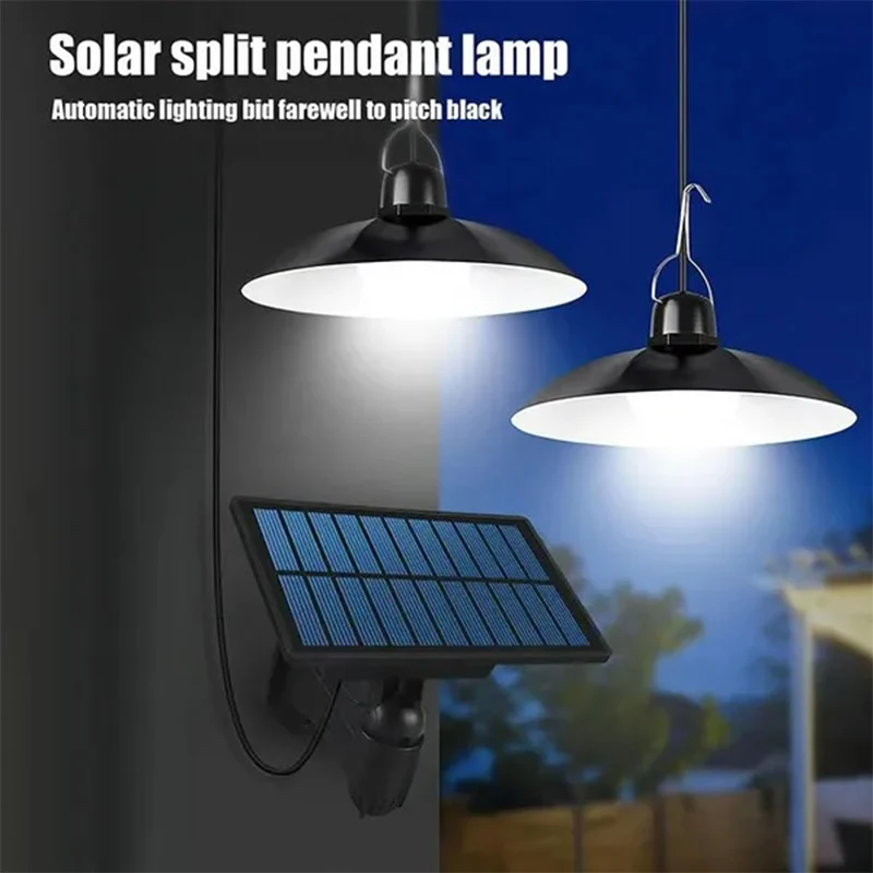 Solar Pendel leuchte Outdoor wasserdichte LED-Lampe Doppelkopf Kronleuchter Dekorationen mit Fernbedienung für Innen schuppen Scheune Zimmer