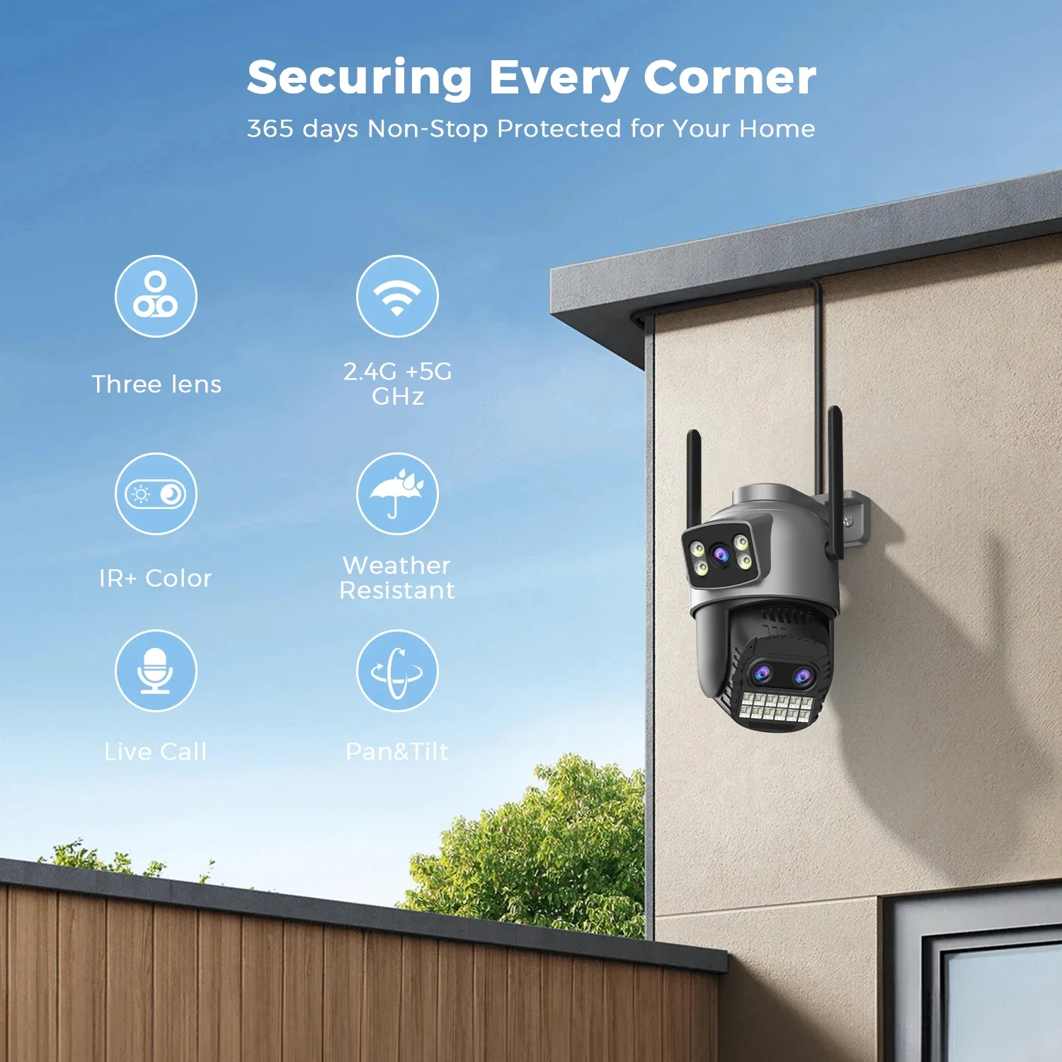 Outdoor Dual Screen 15MP WiFi Security Camera
