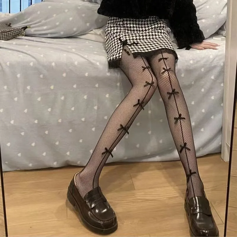 Neue Goth Lolita Cosplay JK Mädchen Strumpfhosen Sexy Retro Gothic Ausgehöhlte Strumpfhose Hot Girl Schwarz Weiß Dünn INS Style Netzstrumpfhose – Detail 22