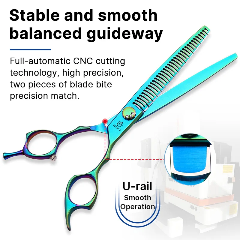 Fenice Professional 7.0/7.5 inch JP440C Green Pet Grooming Scissors Shears Cutting&Curved&Thinner Set Kit for Dog Trimming Tools dog grooming scissors,dog grooming scissors kit