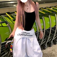 MEXZT Y2K White Cargo Pants Women Streetwear Embroidery Baggy Sweatpants Harajuku Wide Leg Joggers Summer Oversized Trousers New - Image 4