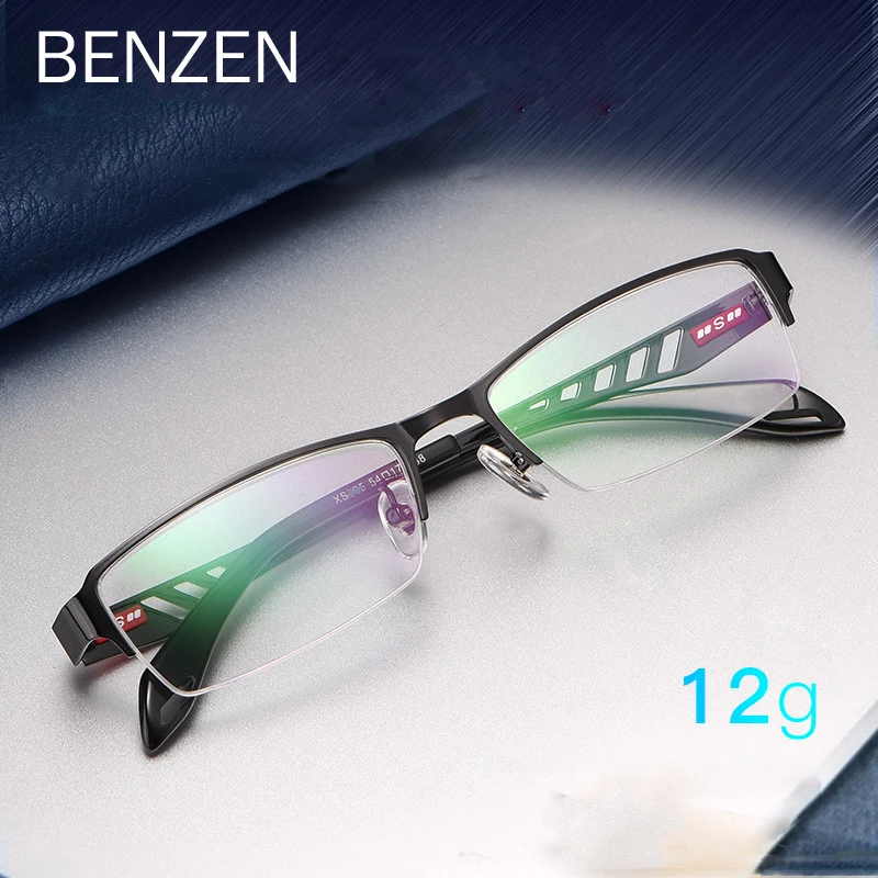 

BENZEN Alloy Men Glasses Frame Ultralight Square Myopia Prescription Eyeglasses Male Half Optical Eyewear Women 5258