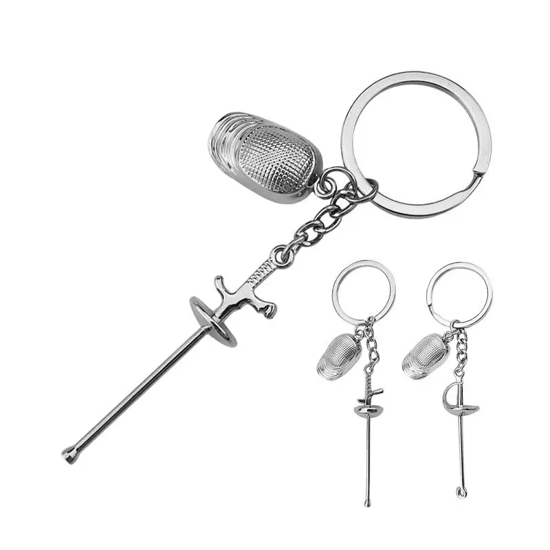 Keyring With Fencing Sabre Fencing Pendant Keychain Home Decor Products Rustproof Keyrings For Working Camping School Traveling