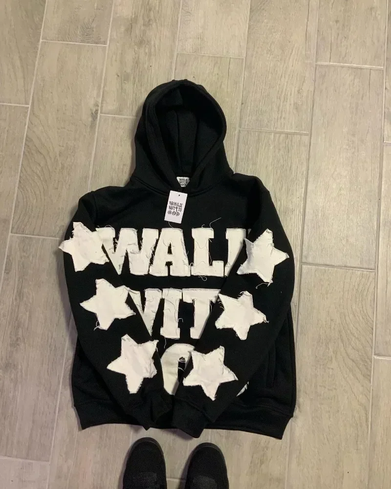 New fashion Y2K star patch embroidery oversized hoodie 3