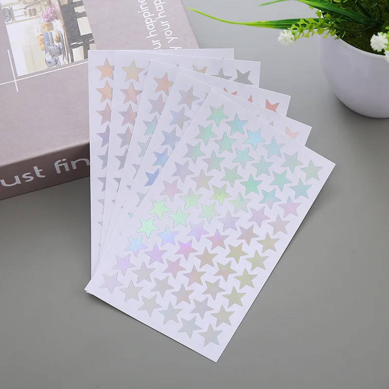5 sheets Glitter Star Stickers for Kids School Teacher Reward Sticker Cute Gifts Party Decor Business Label Scrapbooking Sticker