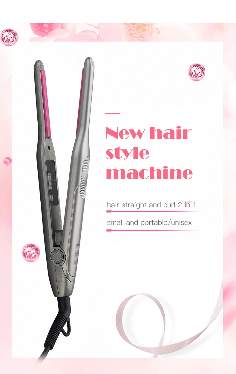 Professional 2 in 1 Hair Straightener Curling Iron Ceramic Hair Curler Pencil Flat Iron for Short Hair Beard Straightener 3