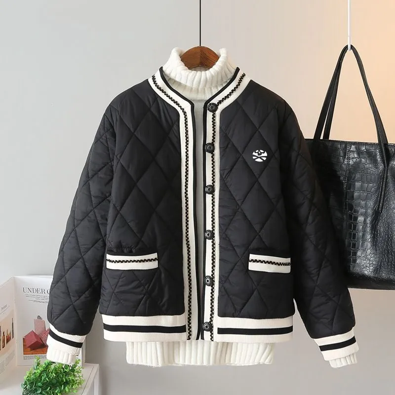 

2024 Women's Golf Winter Loose and Versatile Warm Golf Jacket Short Lightweight Round Neck Cotton Top Women's Golf Clothes 골프자켓