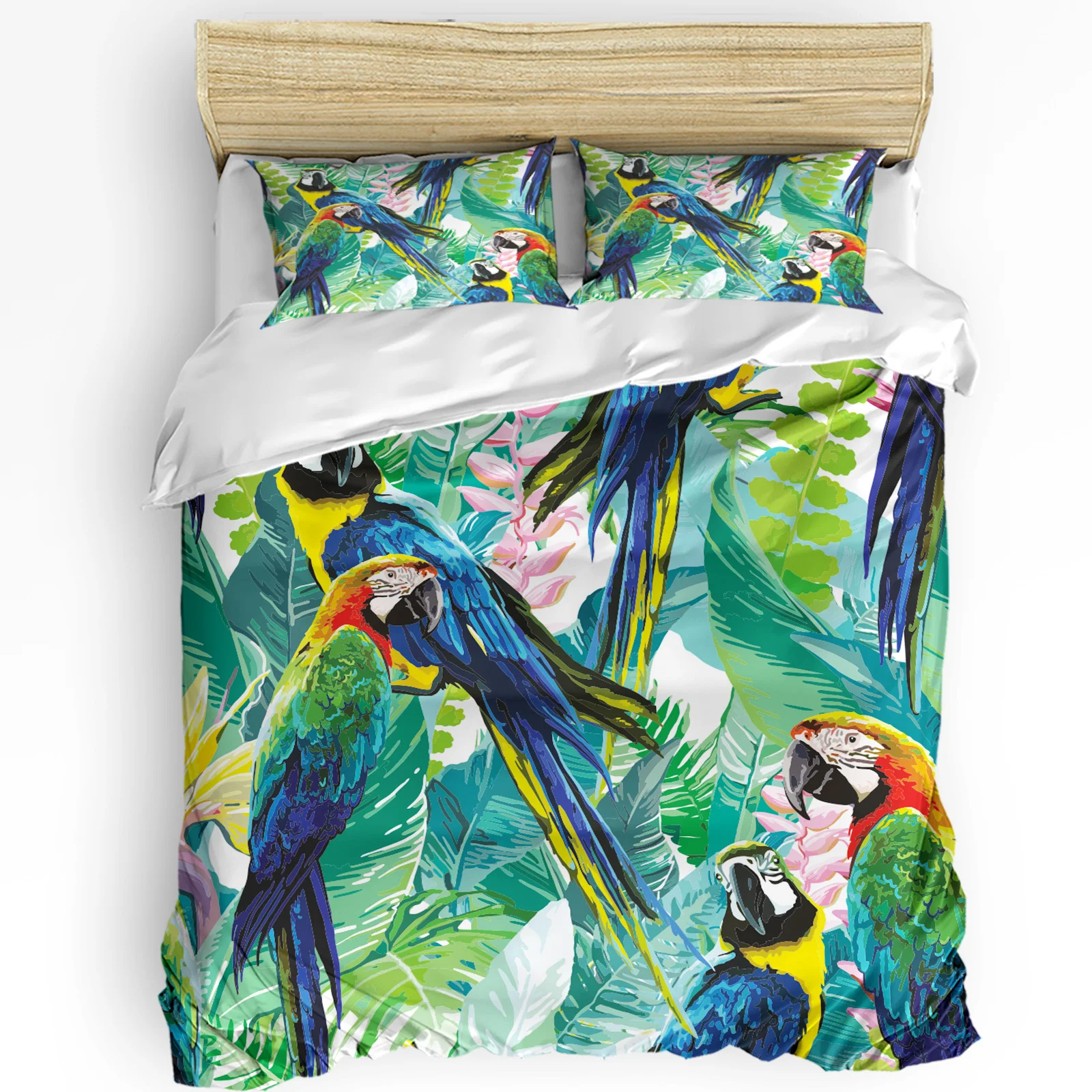 

Tropical Jungle Parrot Green Plants Bedding Set 3pcs Duvet Cover Pillowcase Kids Adult Quilt Cover Double Bed Set Home Textile