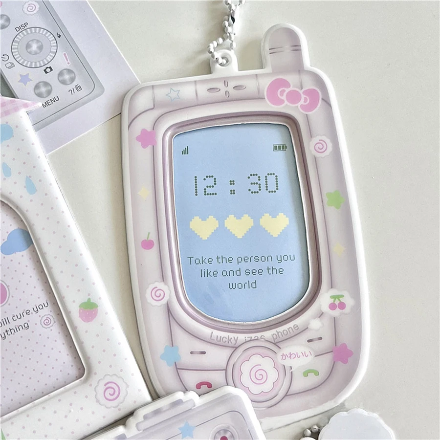 PVC card cover mobile phone camera fan star love beans small card campus card collection card bag display pendant 5