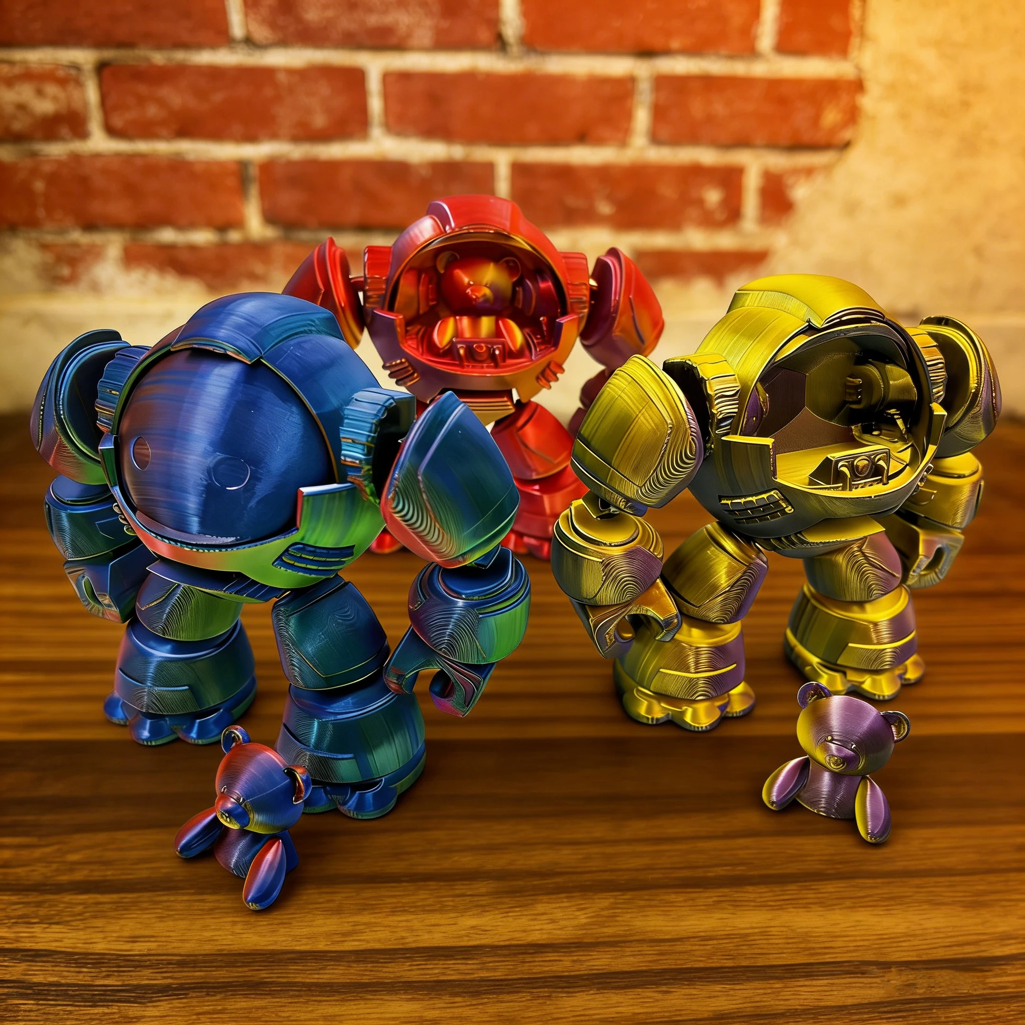 Charming 3D Printed Teddy Bear Robot Statue - Perfect for Home and Office Decor, Party & Christmas Gifts