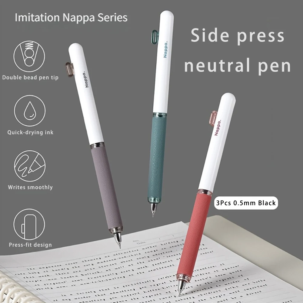 3 Neutral Pens, Filled with Black Ink, Suitable for Students to Use, Ideal for Writing, Comfortable Grip - 2