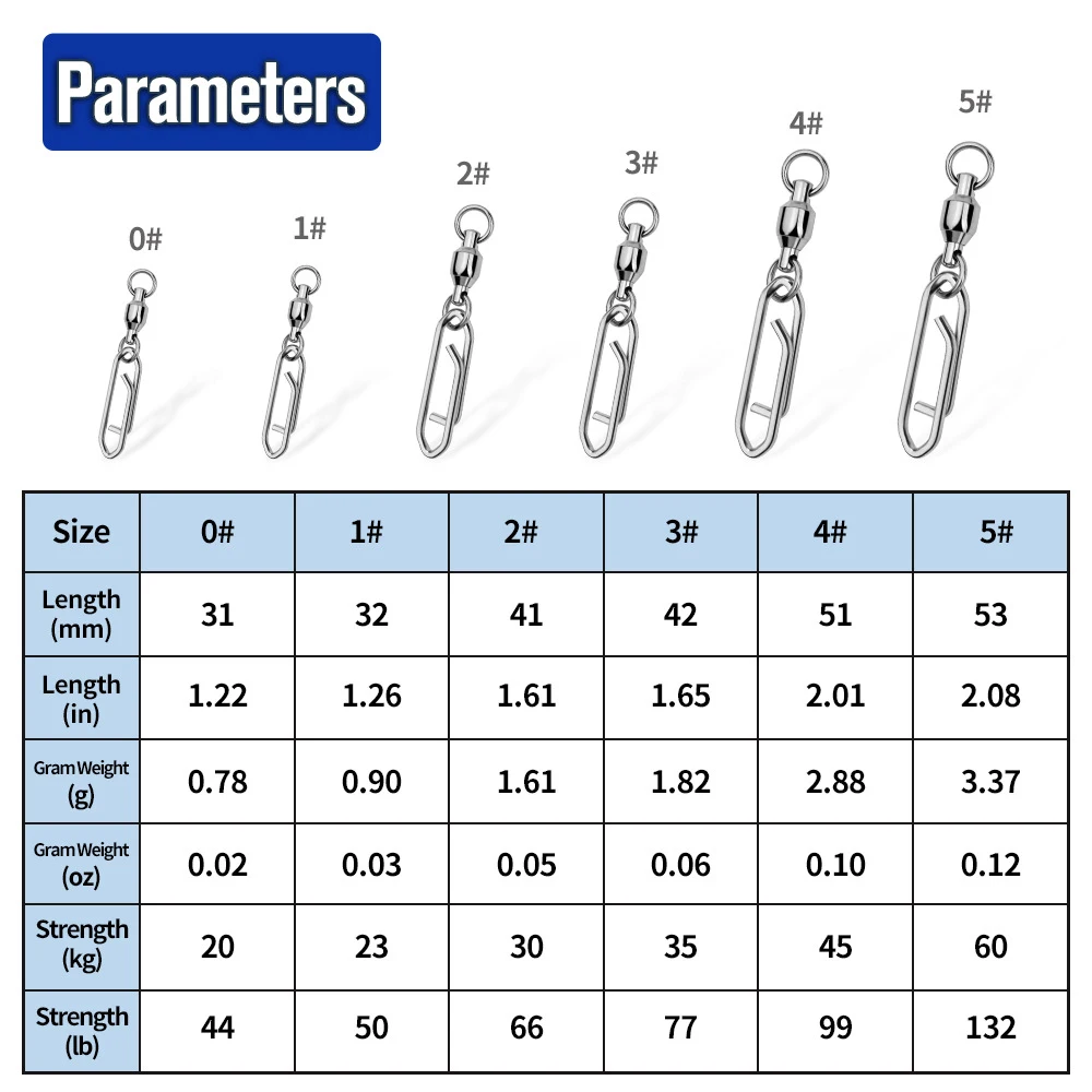 Fishing Bearing Rotary Connector 10Pcs 0#-5# Silver Strong 360&deg; Fishing Bait Quick Pin Connection Ring Gear Accessories