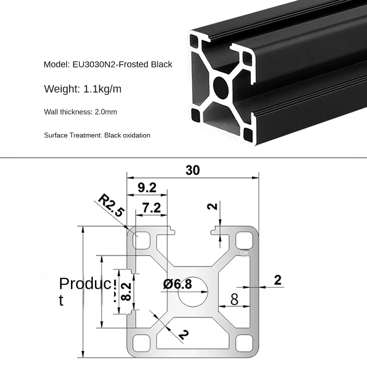 1 Stück schwarze anodische Oxidation 2020 2040 2060 2020N2 2020R 3030 3030N2 3030R 3060 4040 4080 T-Nut Aluminiumprofil EU-Standard – Detail 23