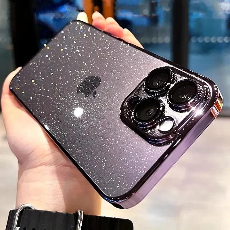 Luxury Electroplated Glitter Phone Case - Clear Transparent Shockproof Protective Cover