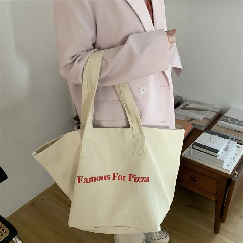Women Extra Large Canvas Shopping Bag Ladies Special Designer Letters Print Handbags Girl's EcoTotes Students Book Shoulder Bag