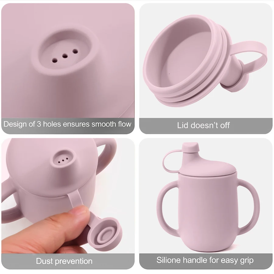 New Mother Kids Baby Silicone Cups With Lid Portable Learning Drinking ​Cup Children's Water Bottle Baby Items Free Shipping 3