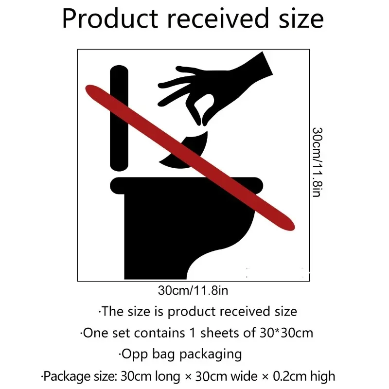 Toilet Stickers Warning Signs Prohibition of Paper Towels Toilet Bathroom Decoration Self-adhesive Wall Stickers