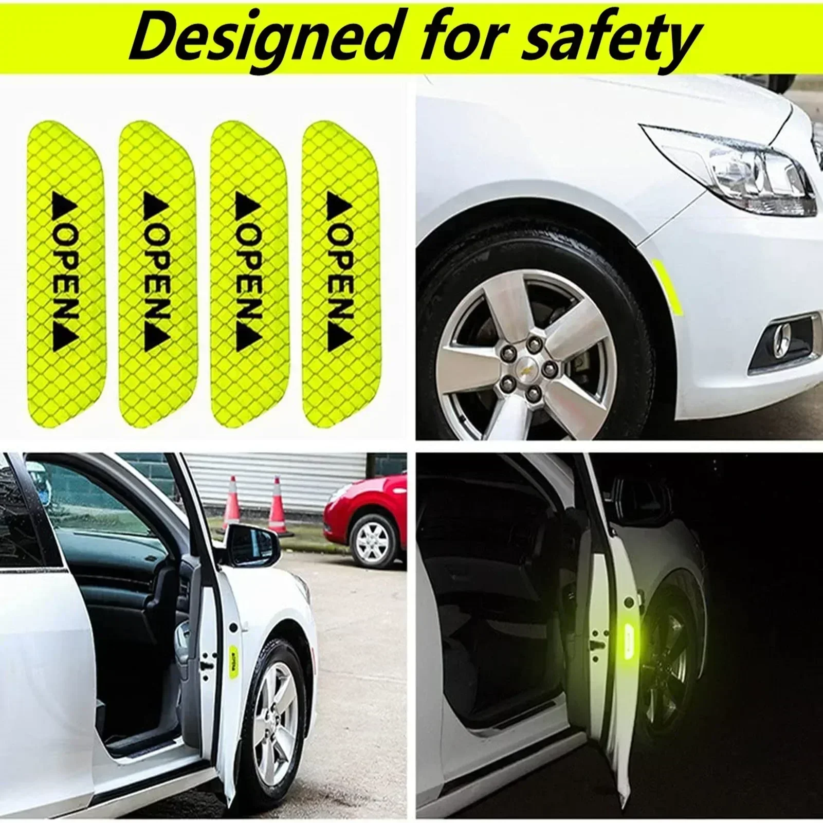 4PCS 형광 자동차 반사 스트립 경고 스티커 Lada granta vesta kalina Priora niva xray largus Opel Astra H G J