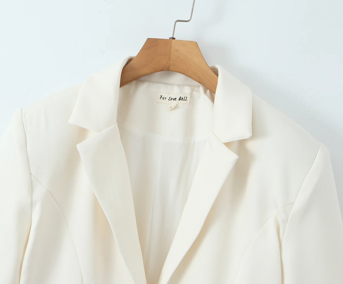 Autumn Single-breasted Buttons Slim Waist Blazer Boyfriend Retro Women Pad Shoulder Full Sleeve Suit Female Coat