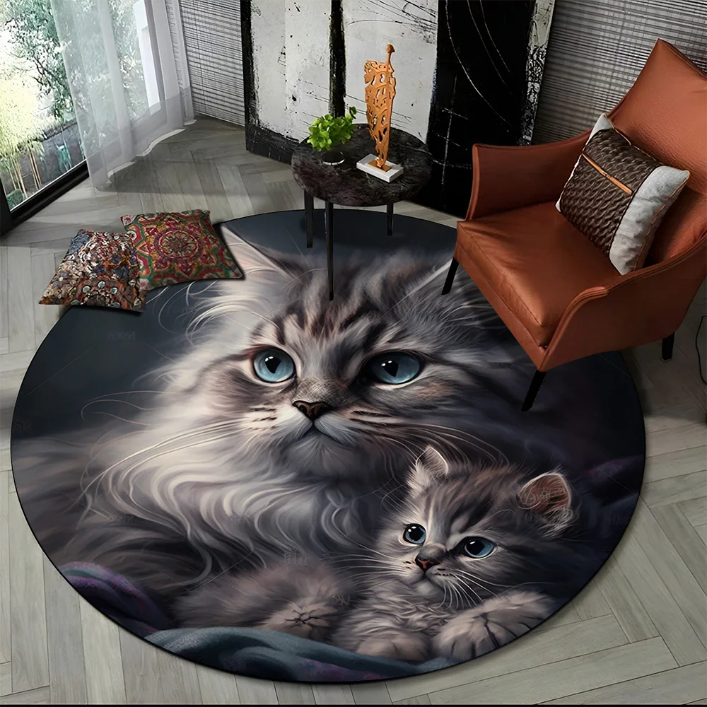 Tapete redondo 3D gato persa, tapete para sala de estar, quarto, decoração de sala de jogos infantil, tapete antiderrapante para animais de estimação, desenho animado de trapo, fofo 25 Sfef7215088714de59170ac005c6a4ee5o