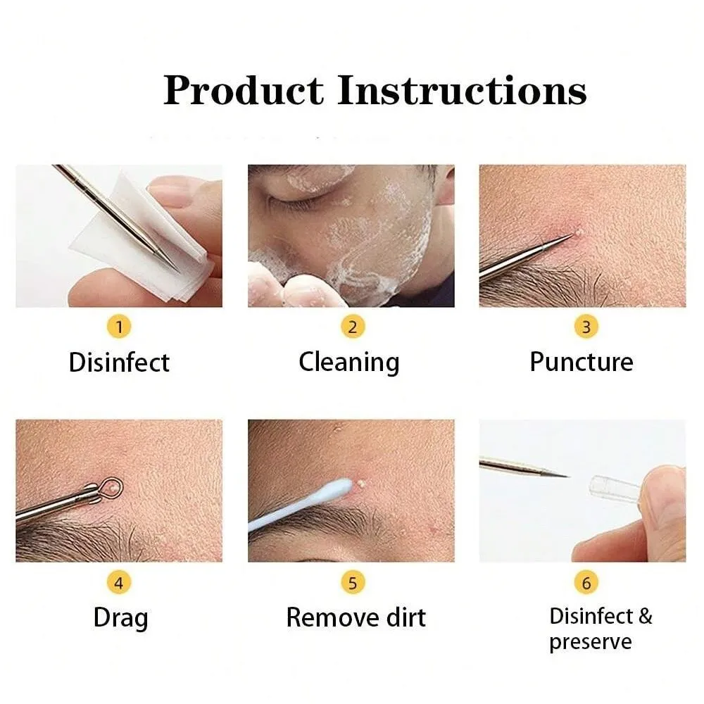 4/6pcs/set Stainless Steel Blackhead Needle Set Rose Gold Sliver Pore Cleanser Tool Facial Skin Care Acne Removal Needle